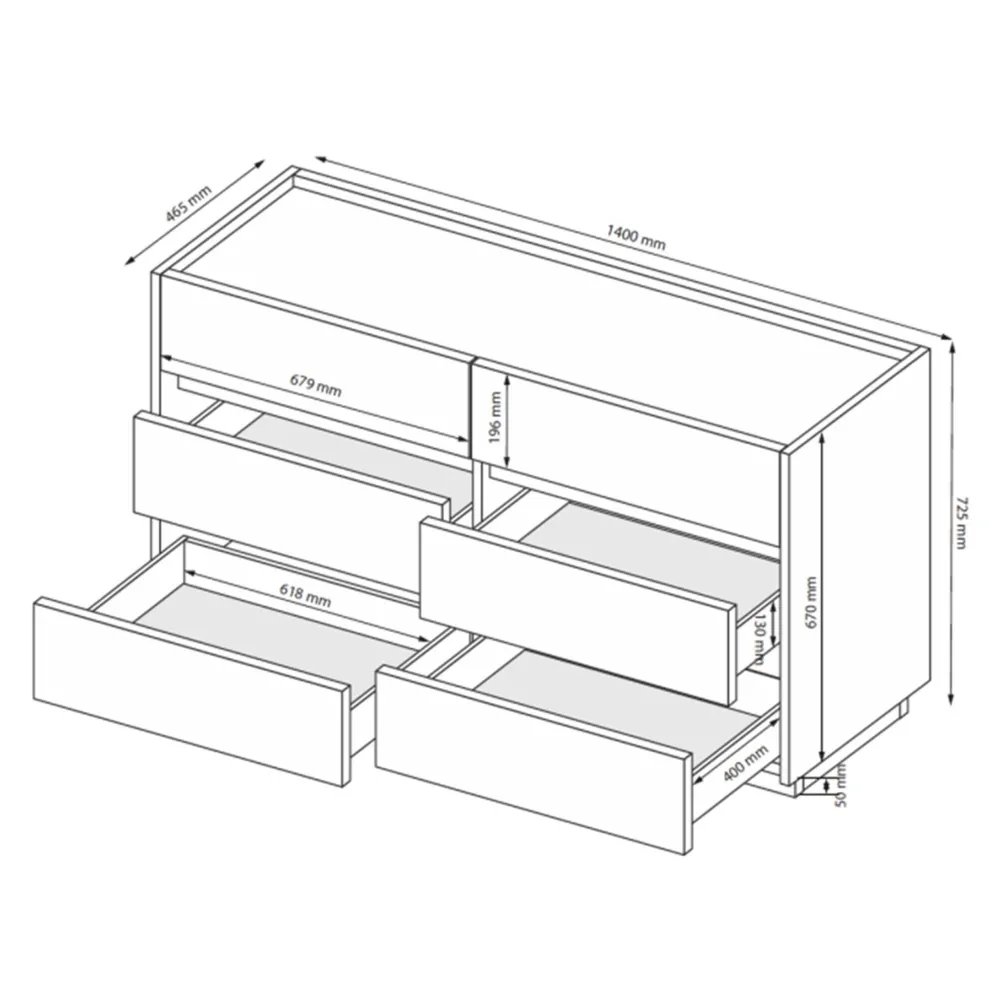 Komoda z szufladami antracyt / grafit mat 140 cm Teo