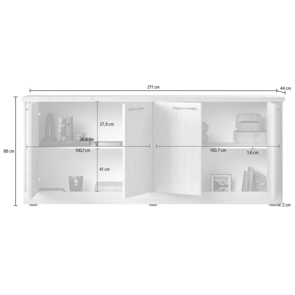 Komoda z drzwiami dąb Meringa/dąb Cadiz mat 211 cm Avina