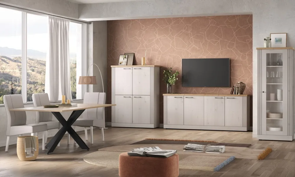 Witryna jednodrzwiowa dąb Meringa/dąb Cadiz mat 72 x 192 cm Avina