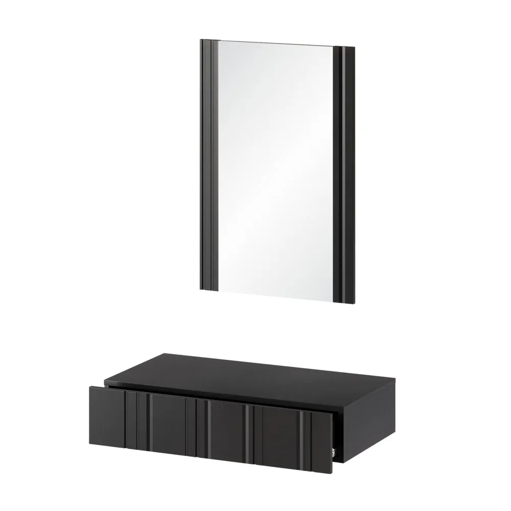 Toaletka z lustrem wisząca czarna mat 70 cm Milo