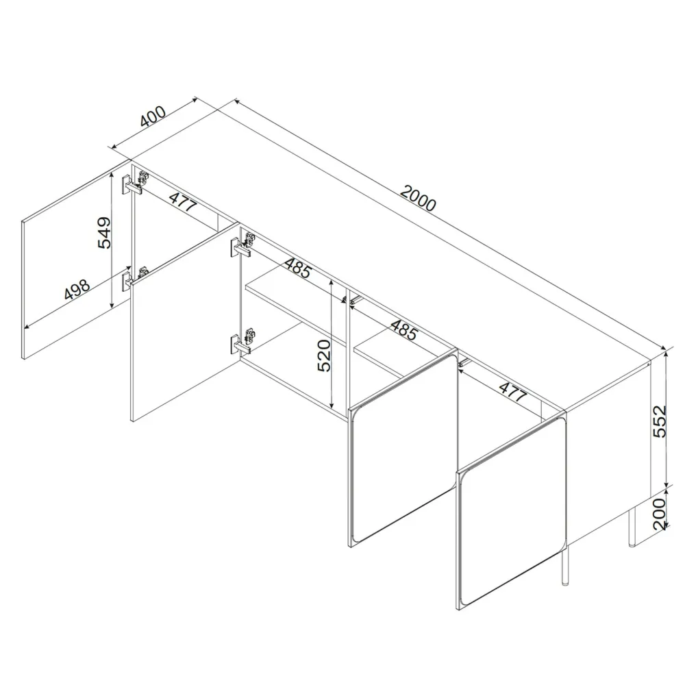 Komoda z drzwiami kaszmir mat 200 cm Verno