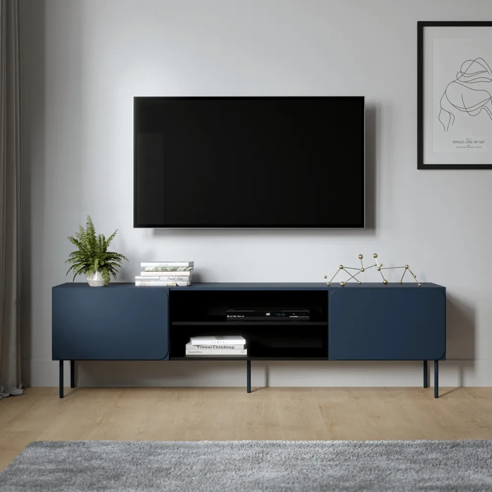 Szafka RTV granatowa mat 200 cm Verno