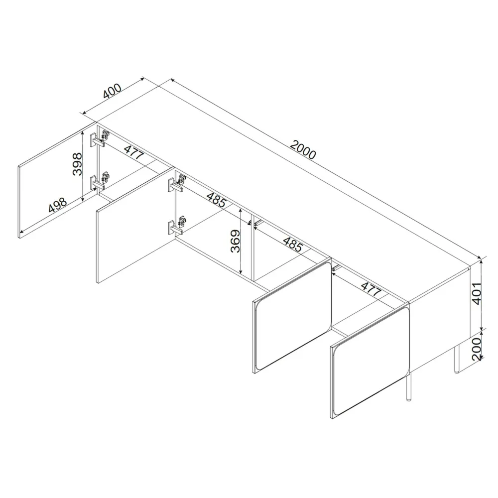 Szafka RTV pomarańczowa mat 200 cm Verno