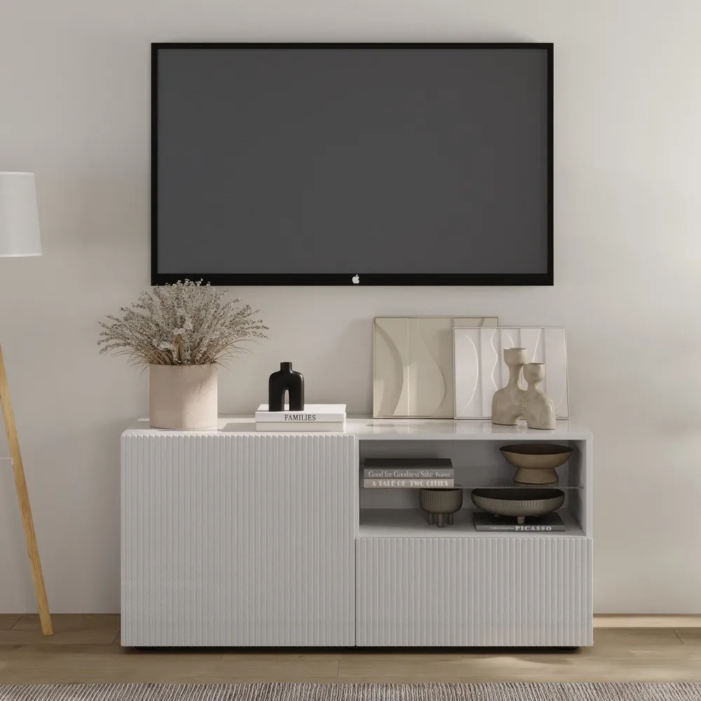 Szafka RTV biała połysk 122 cm Corda