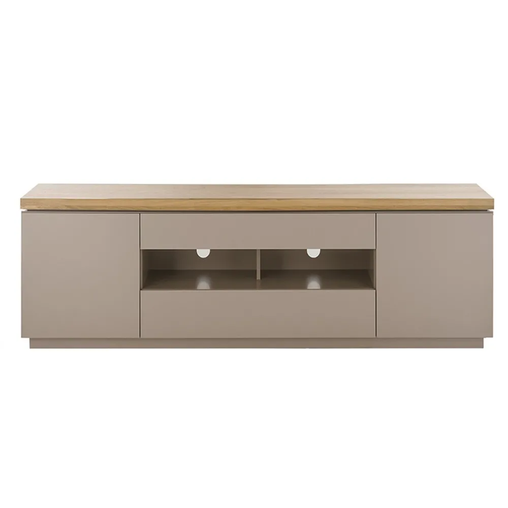 Szafka RTV beżowoszara / drewno akacjowe mat 173 cm Cavo