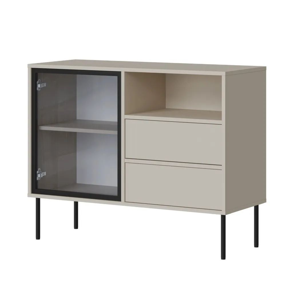 Komoda z szufladami i drzwiami kaszmir mat 100 cm Linoa