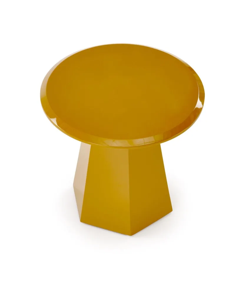 Stolik kawowy okrągły musztardowy połysk 50 cm Loca