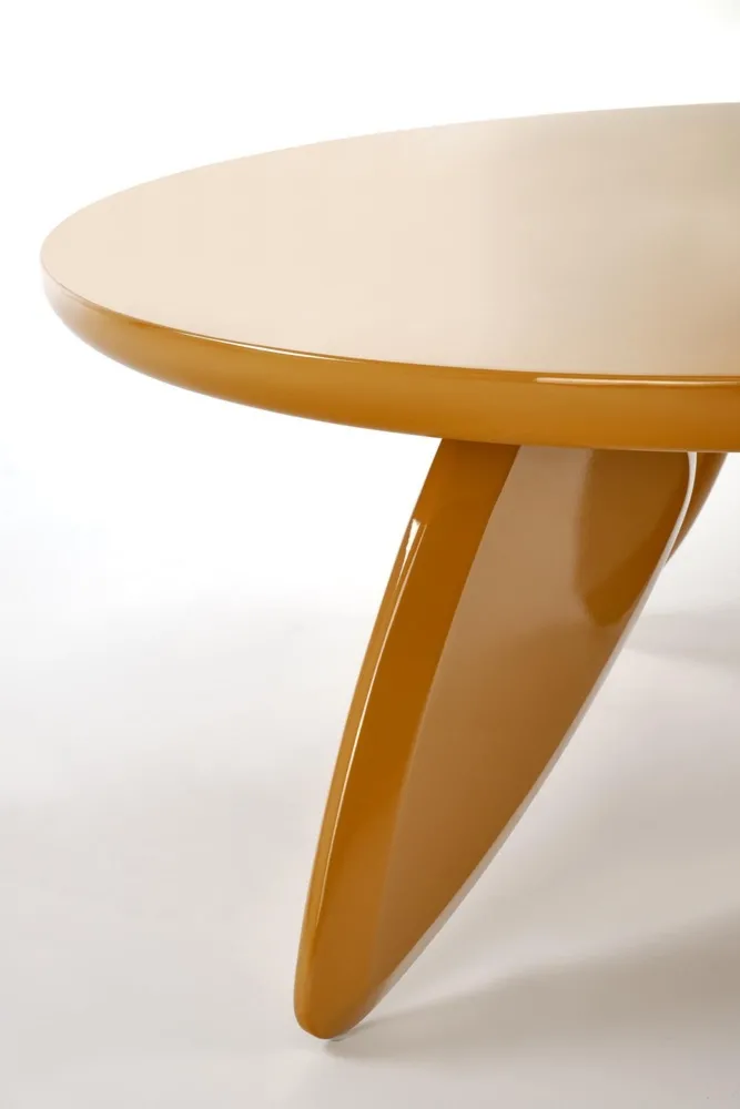 Stolik kawowy okrągły musztardowy połysk 80 cm Soraya