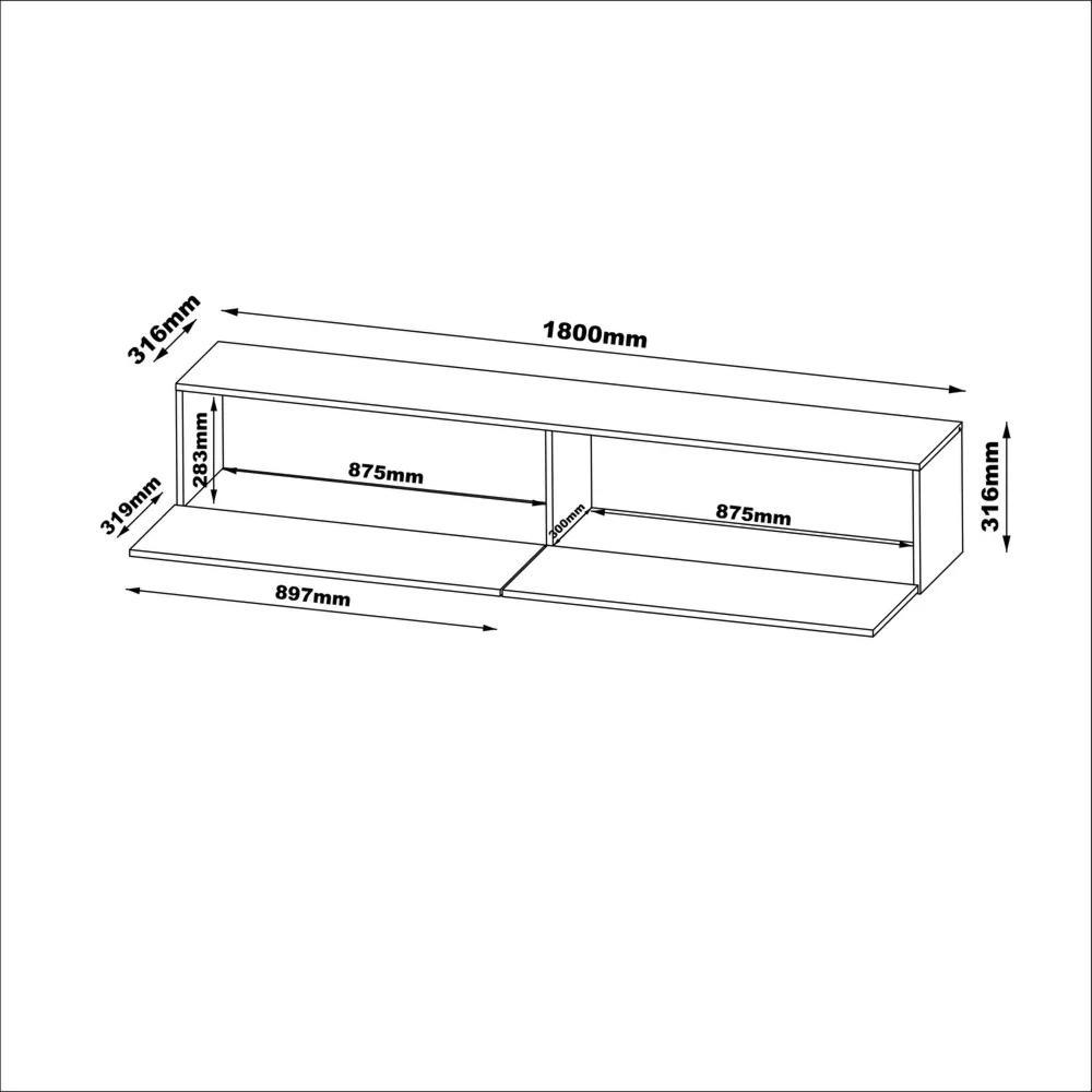 Szafka RTV wisząca kaszmir mat 180 cm Alto