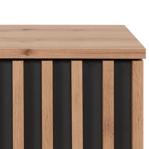 Szafka RTV z lamelalami dąb / trawertyn mat 140 cm Fabia