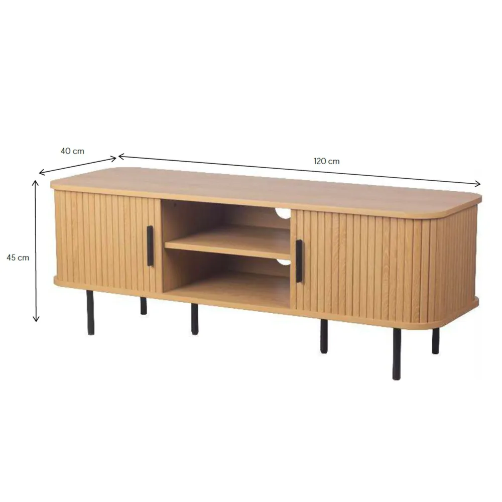 Szafka RTV z lamelalami dąb / czarna mat 120 cm Kasja