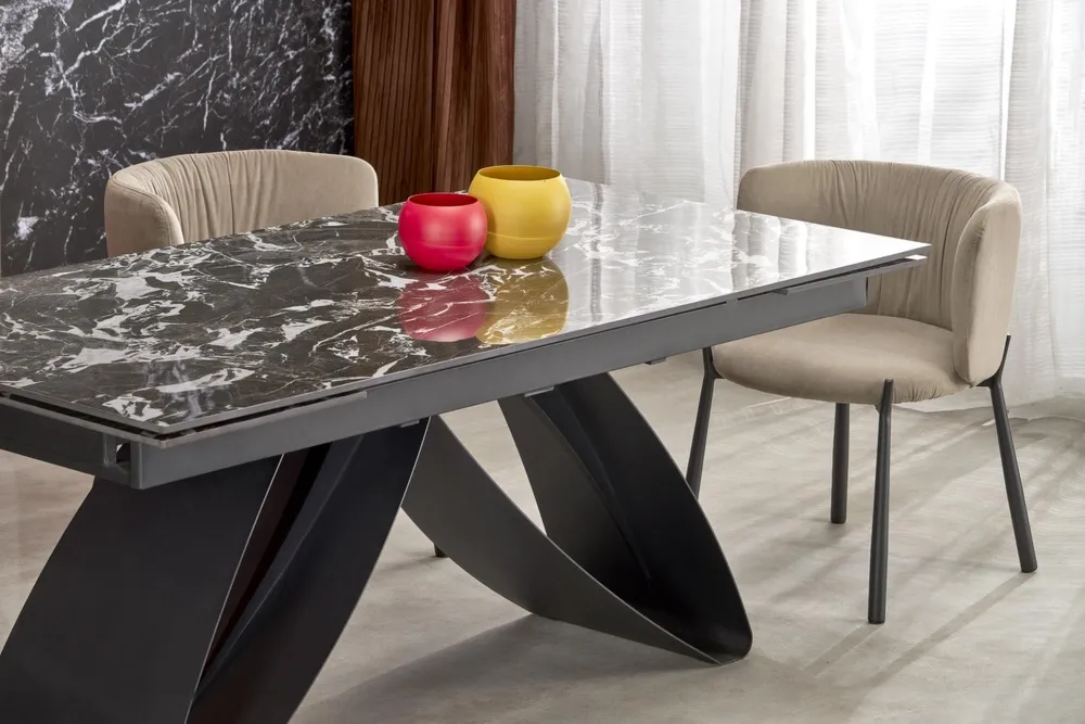 Stół rozkładany czarny marmur / czarny mat 180 - 260 x 90 cm Hilario