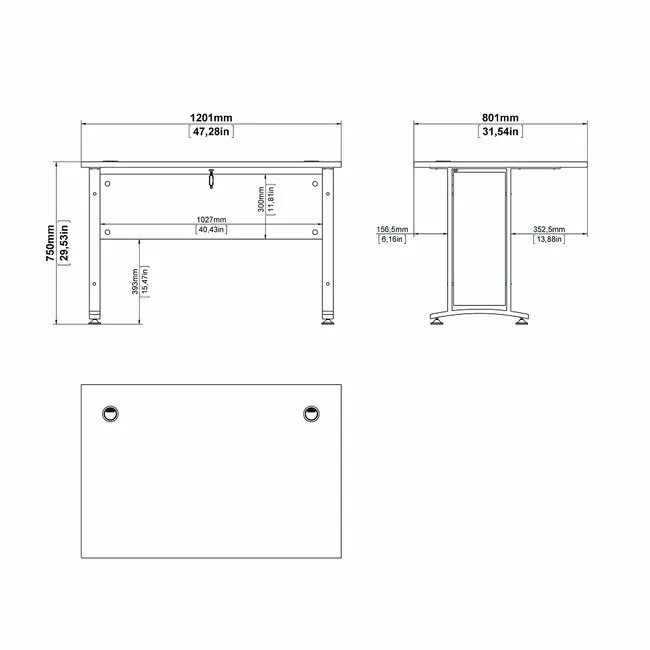Biurko proste dąb sonoma / szare mat 120 cm Prima