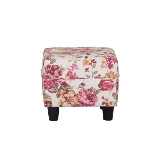 Fotel z podnóżkiem tapicerowany kremowy / różowy Cork