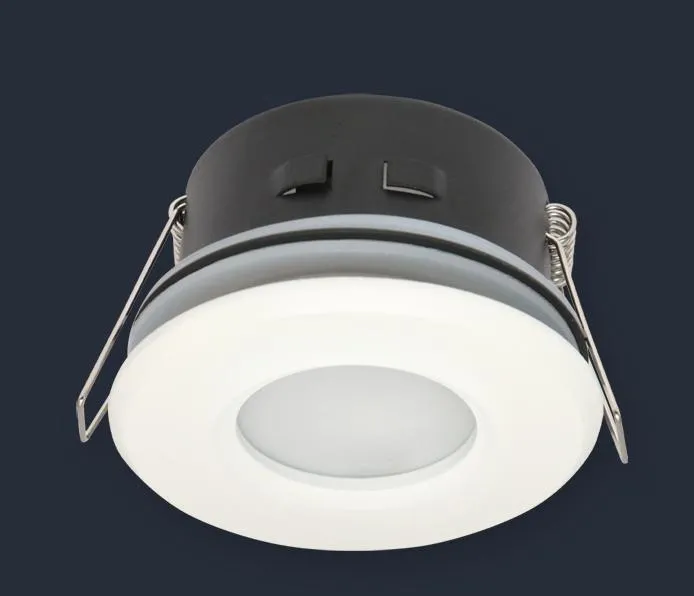 Oprawka halogenowa sufitowa wodoodporna, okrągła, stała, odlew - biały matowy