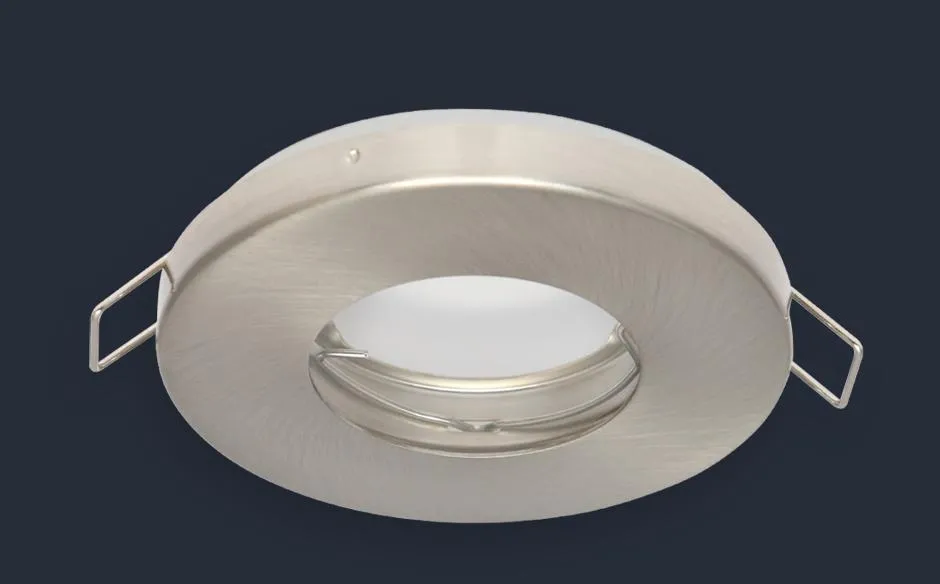 Oprawka halogenowa sufitowa wodoodporna, okrągła, stała  - satyna