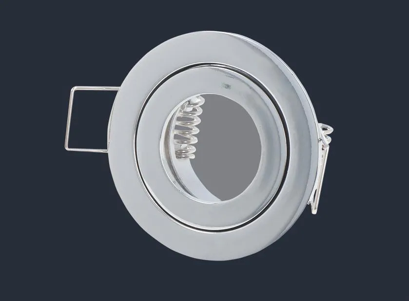 Oprawka halogenowa sufitowa wodoodporna IP44 - MR11 , okrągła, stała  - chrom