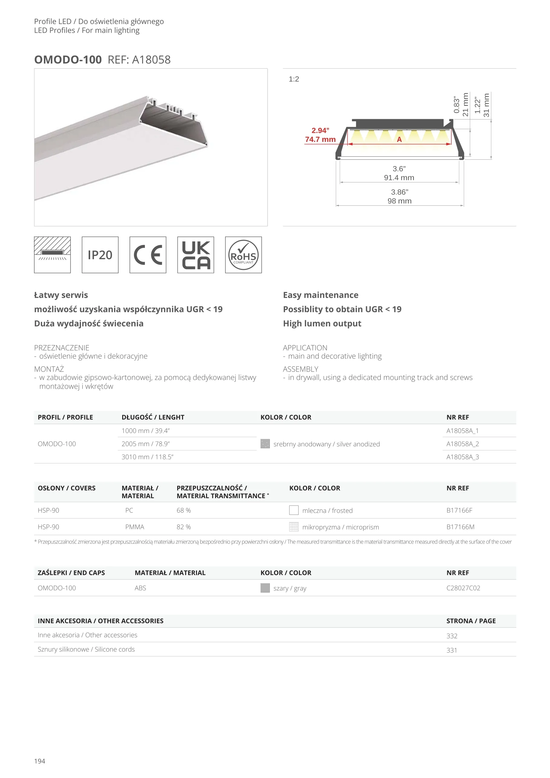 Profil LED OMODO-100