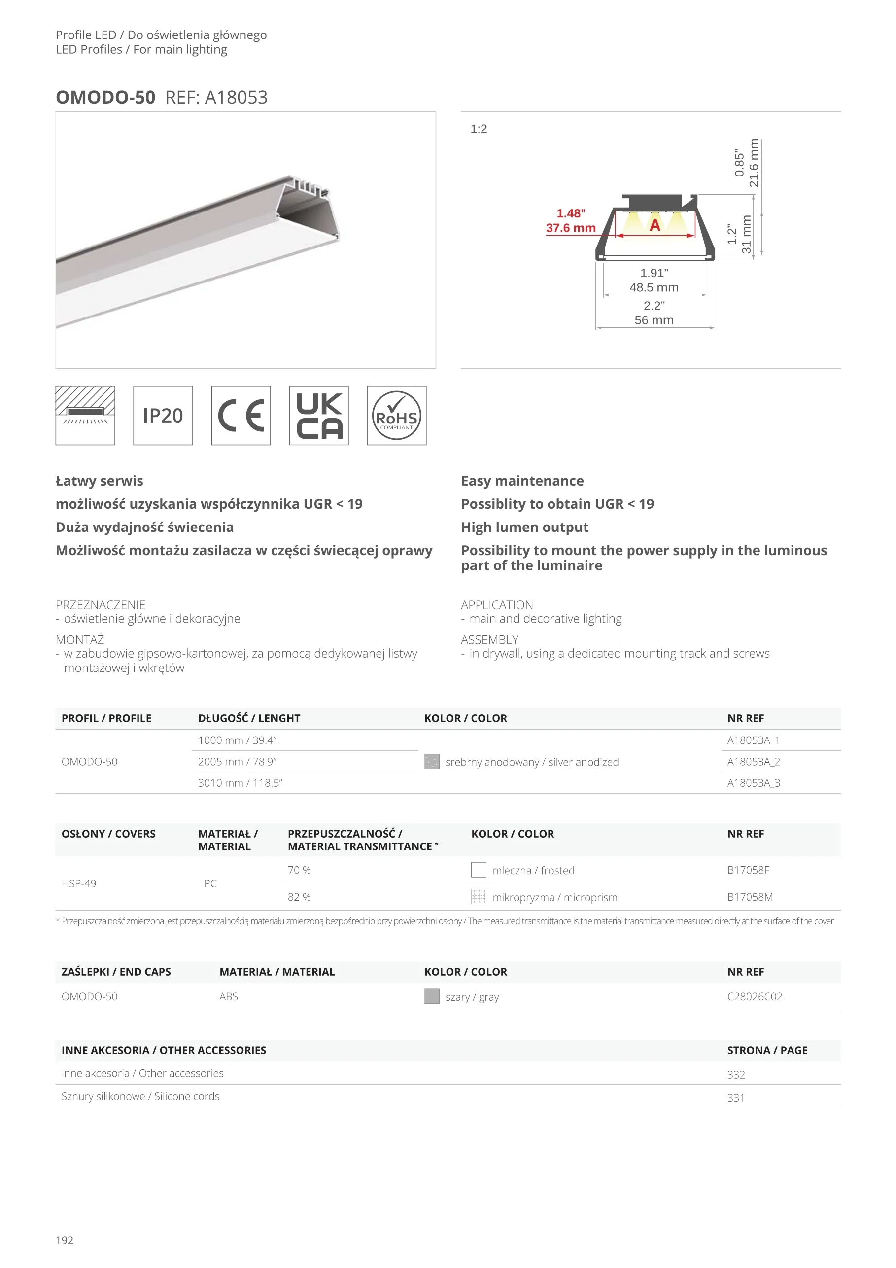 Profil LED OMODO-50