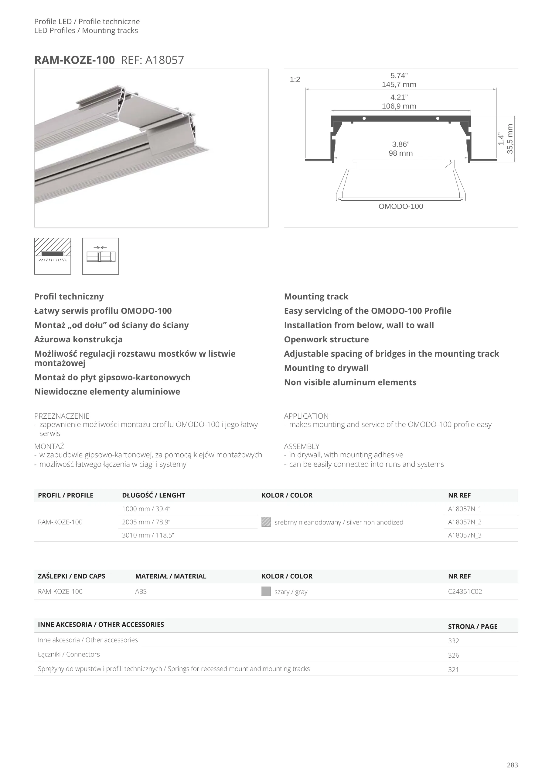 Profil LED RAM-KOZE-100