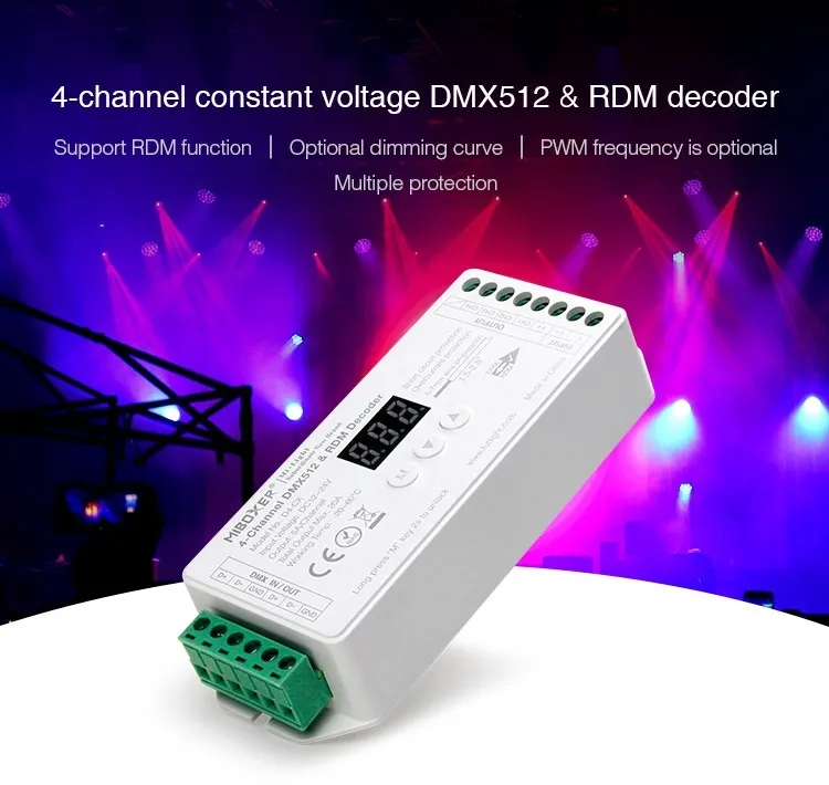 DMX 512 D4-CX 4-Channel Constant Voltage DMX512  RDM Decoder
