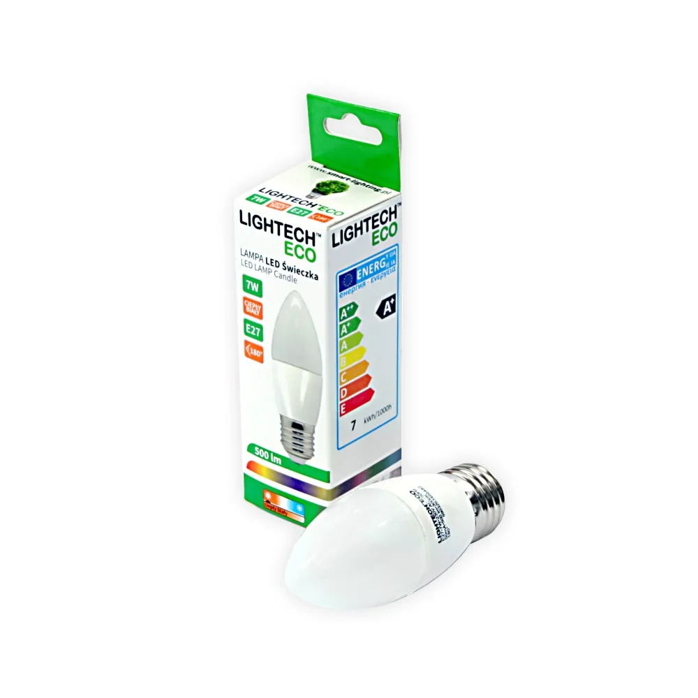 Żarówka LED ŚWIECZKA 7W 500lm E27 3000K