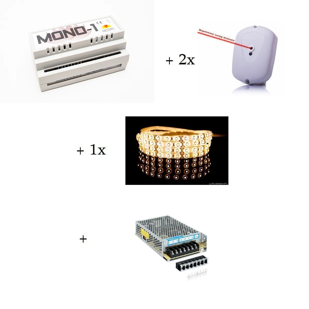 9 schodów - Zestaw do oświetlenia schodów szerokość oświetlenia 45 cm