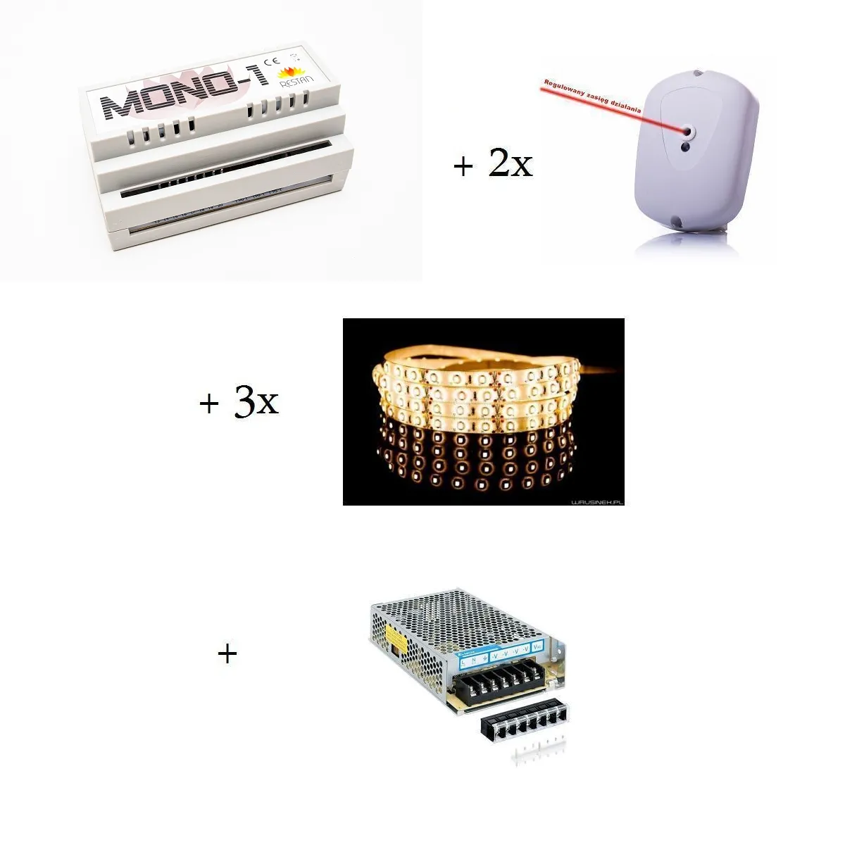 15 schodów - Zestaw do oświetlenia schodów szerokość oświetlenia 90 cm