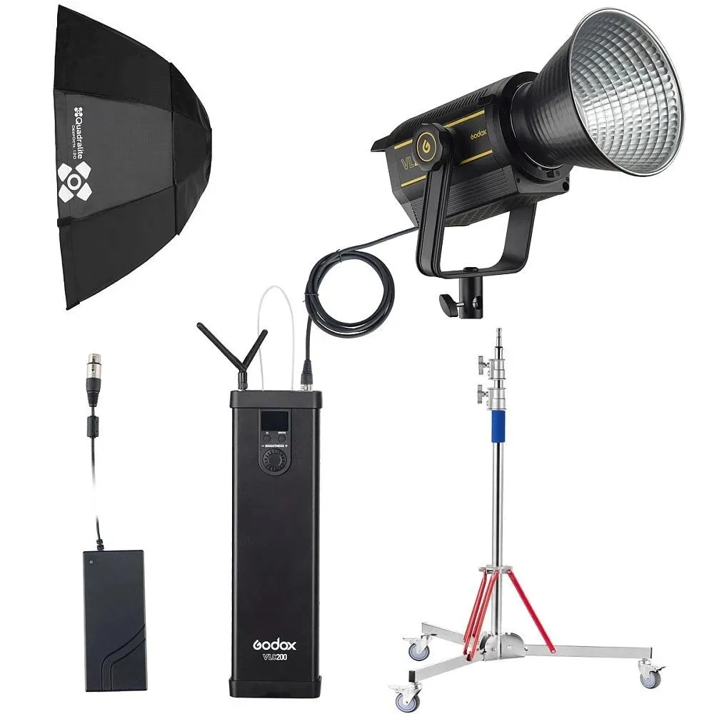 Zestaw Godox VL200 LED Pro Studio Kit ze statywem i softboxem 120 cm