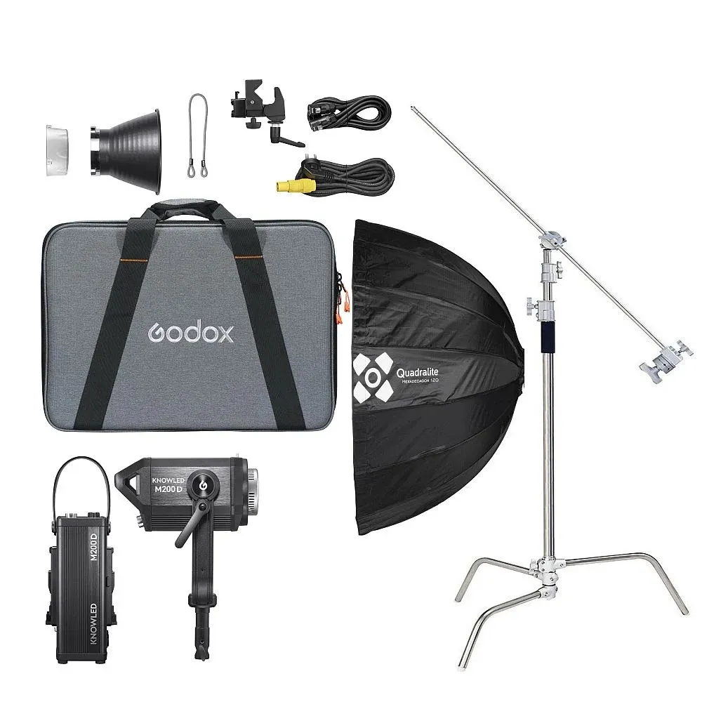 Zestaw Godox M300D All-Round Kit ze statywem C-Stand i Softboxem Hexadecagon
