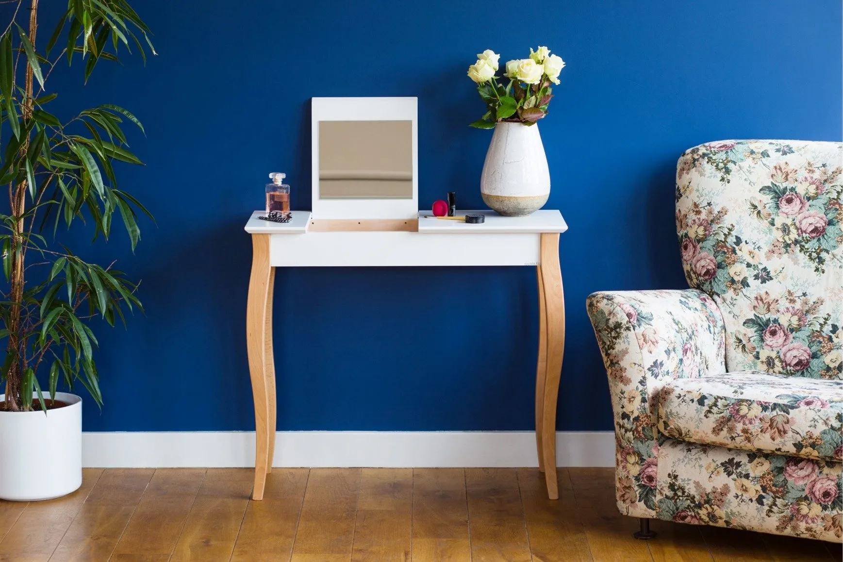 Toaletka LILLO z Lusterkiem - 85x35cm  Petrol Blue