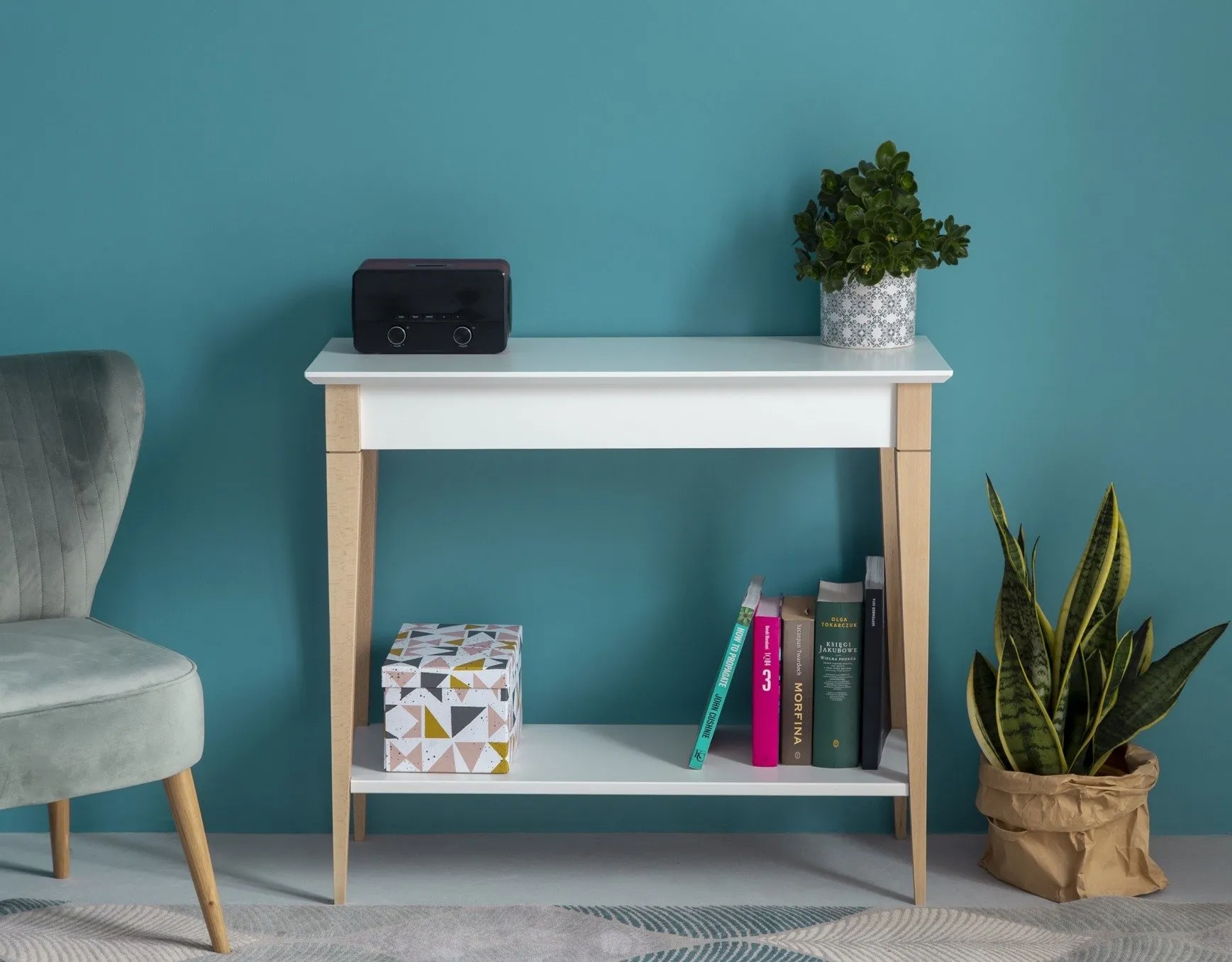 Konsola MIMO z Półką 85x35cm - Petrol Blue