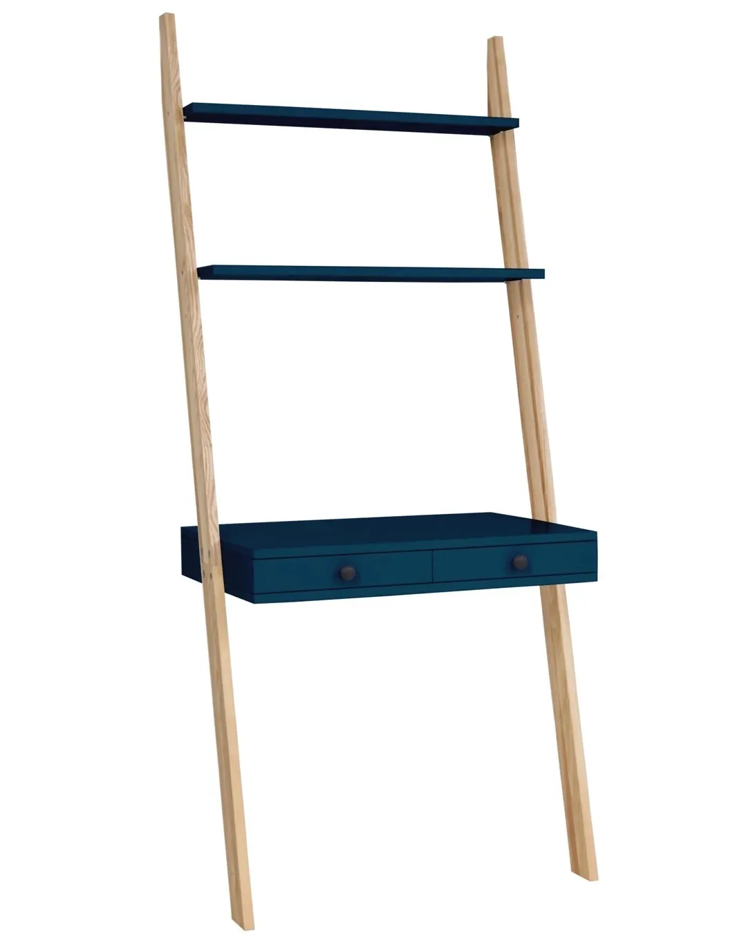 Biurko Drabinowe LENO 79x183cm - Jesion / Petrol Blue