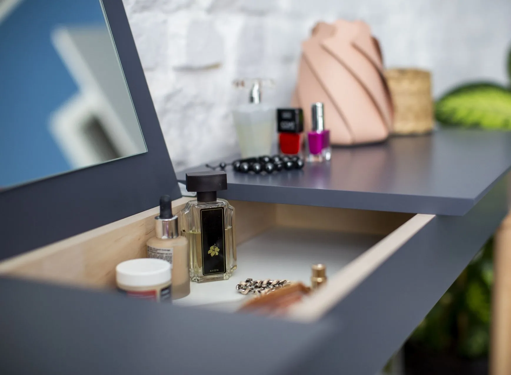 Toaletka MIMO z Lusterkiem – 105x35cm Ciemnoszara