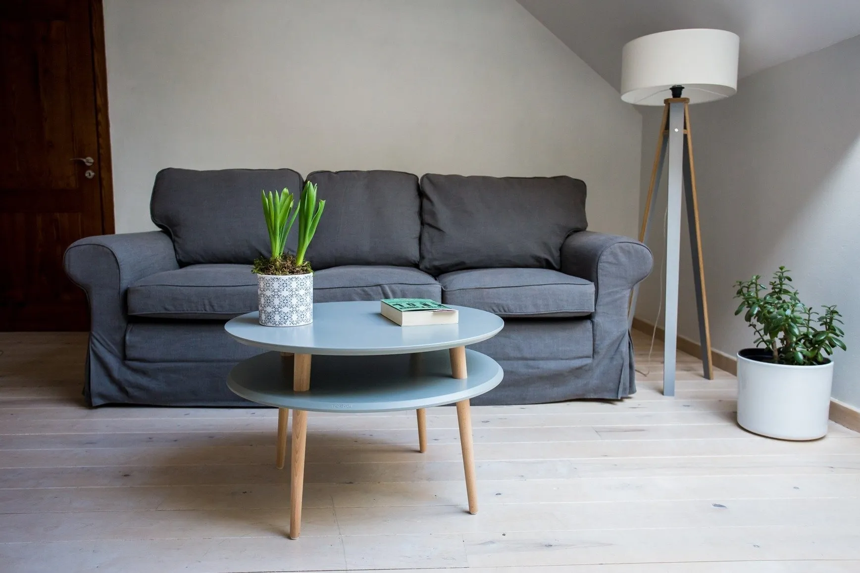 Stolik Kawowy UFO śr. 70cm wys. 35cm - Jasnoszary