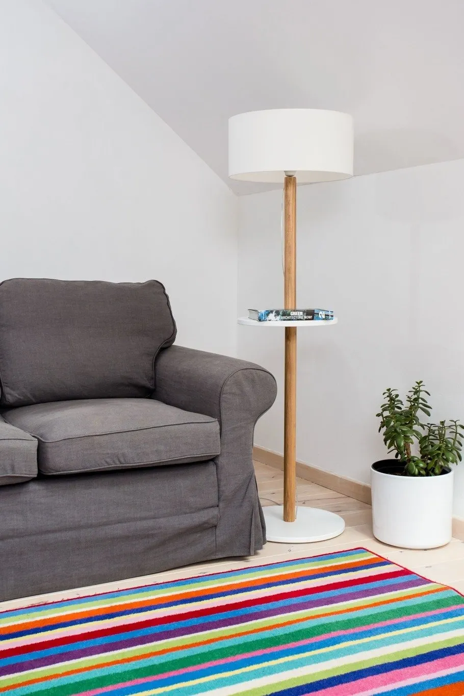 Lampa Podłogowa UFO 45x150cm - Grafitowa / Biały Abażur