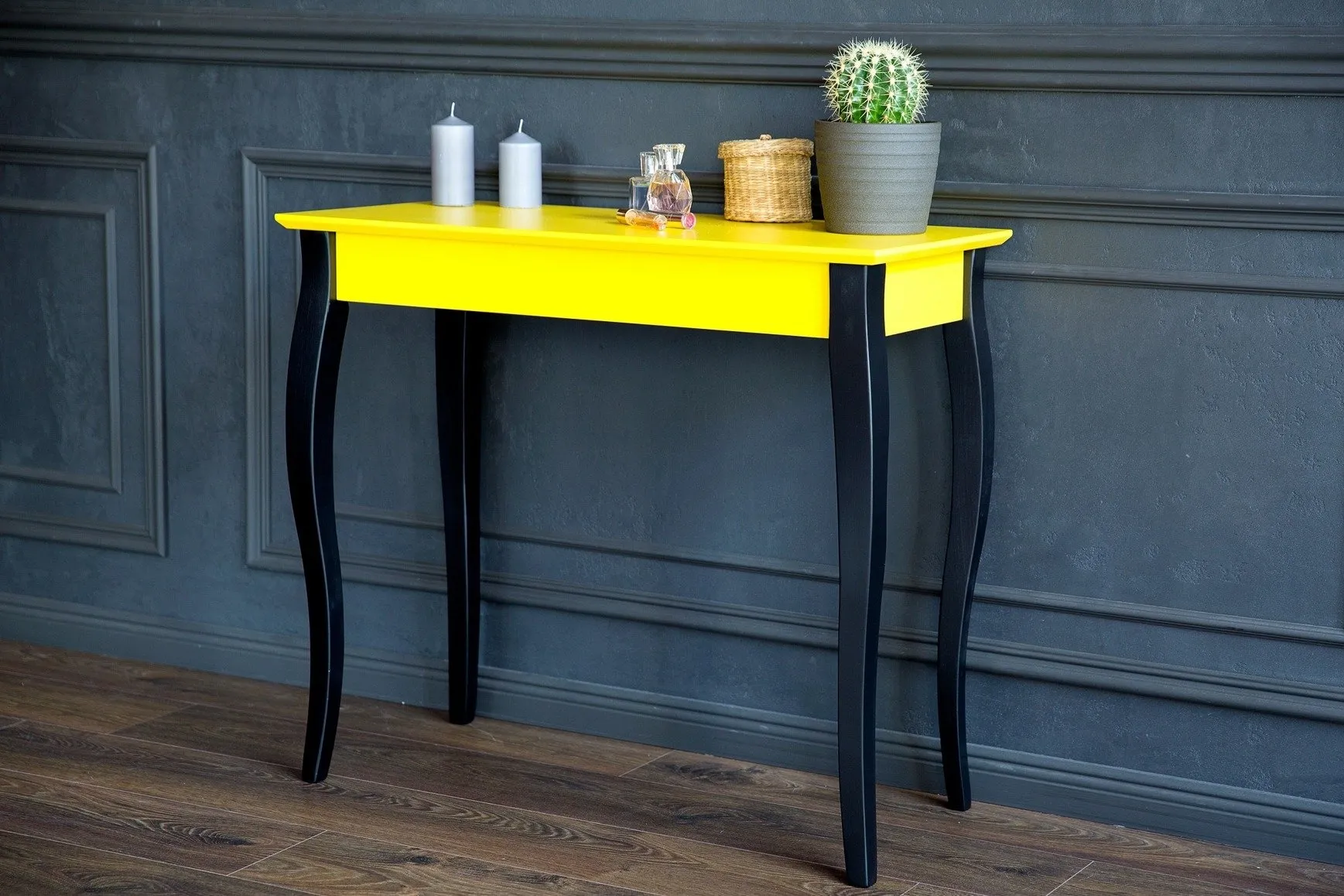 Konsola LILLO 65x35cm Czarne Nogi / Jasnoszara