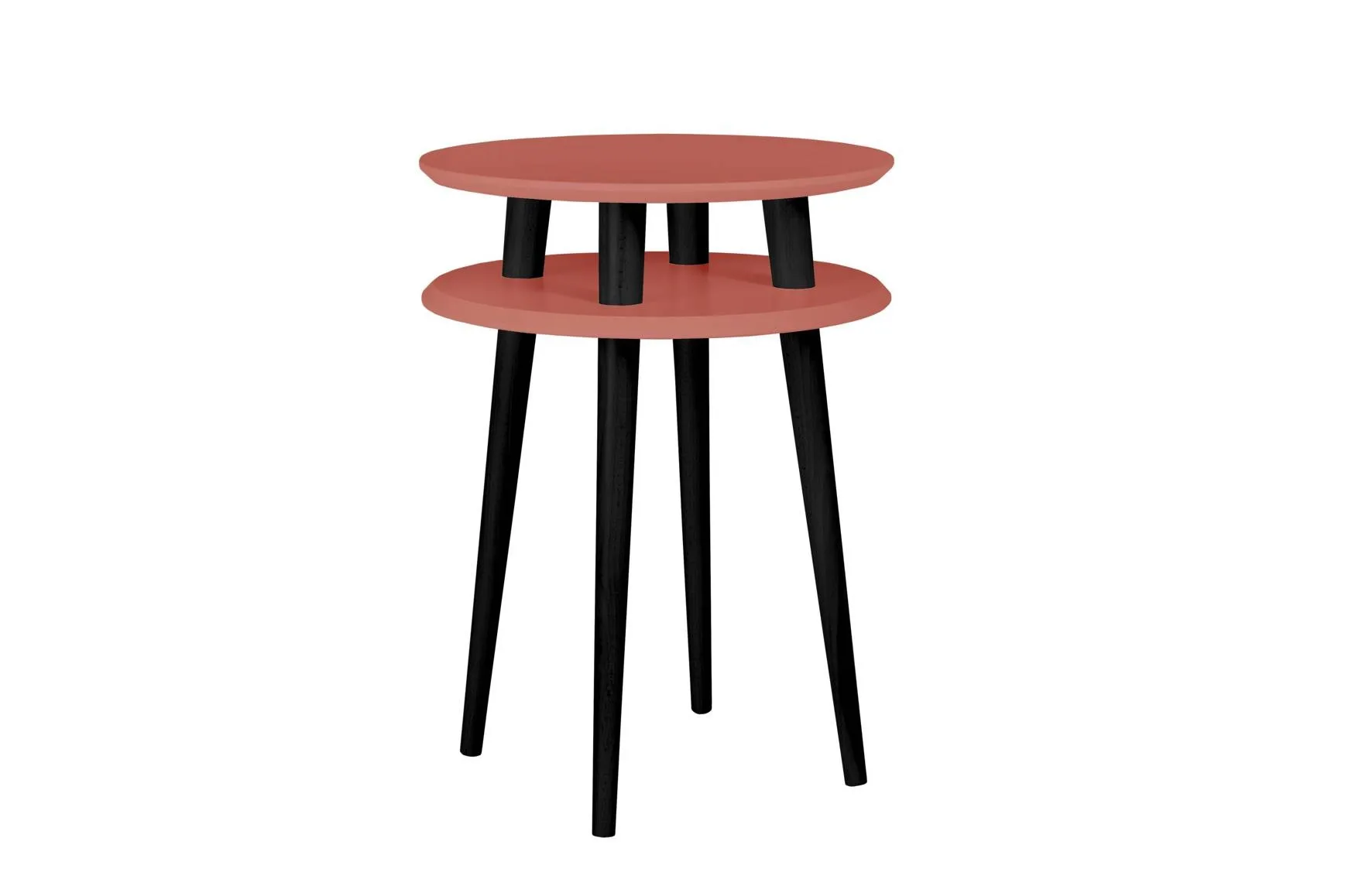 Stolik Kawowy UFO śr. 45cm x H61cm Ciemny Koralowy / Czarne Nogi