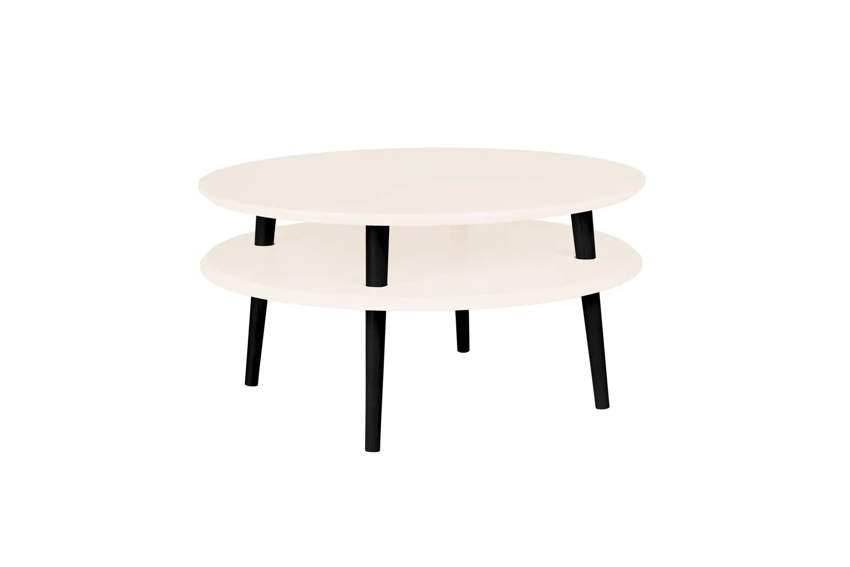 Stolik Kawowy UFO śr. 70cm wys. 35cm Wapień Czarne Nogi