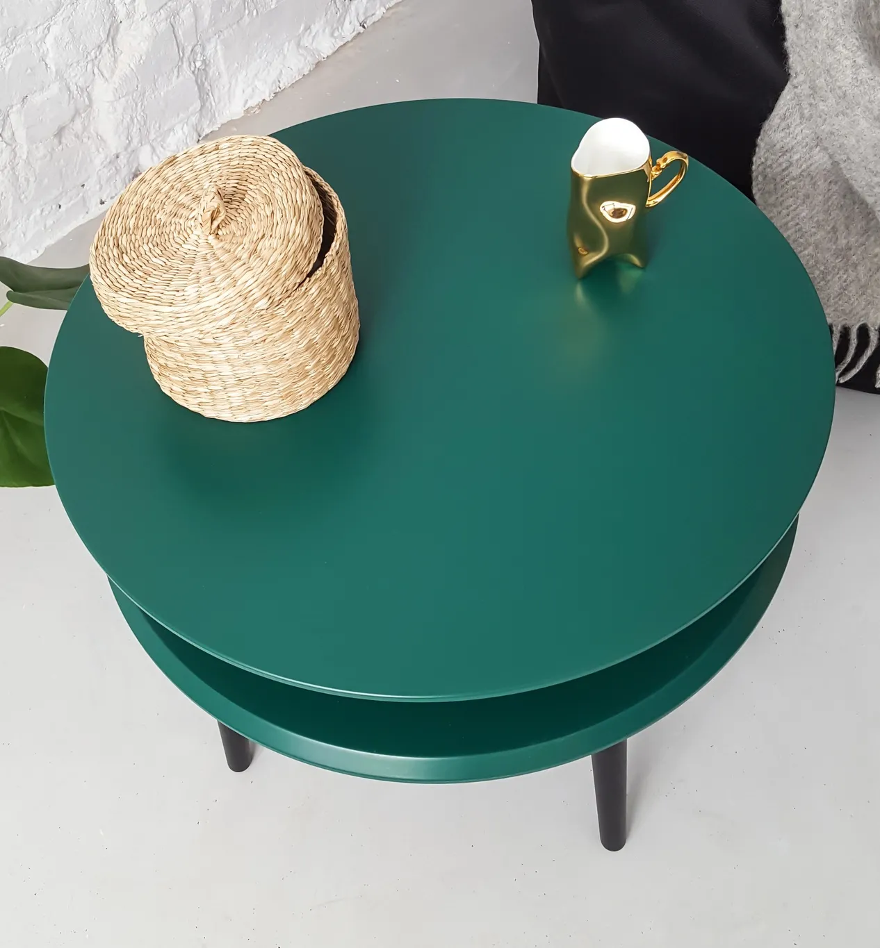 Stolik Kawowy UFO śr. 70cm wys. 35cm Kawa z Mlekiem Czarne Nogi