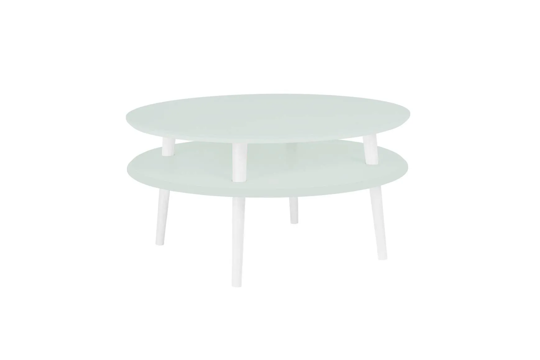 Stolik Kawowy UFO śr. 70cm wys. 35cm Ulotny Miętowy Białe Nogi