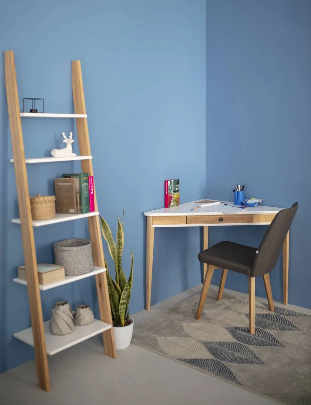 Biurko Narożne ASHME 114x85x85cm - Wapień