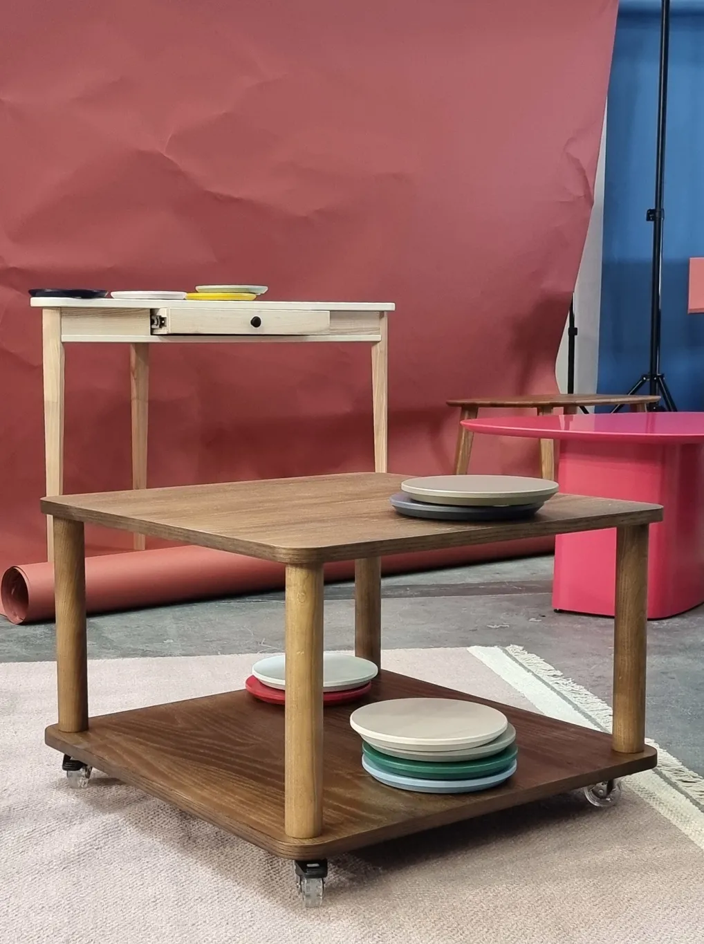 Stolik Kawowy na Kółkach ASHME 64x64cm Dąb