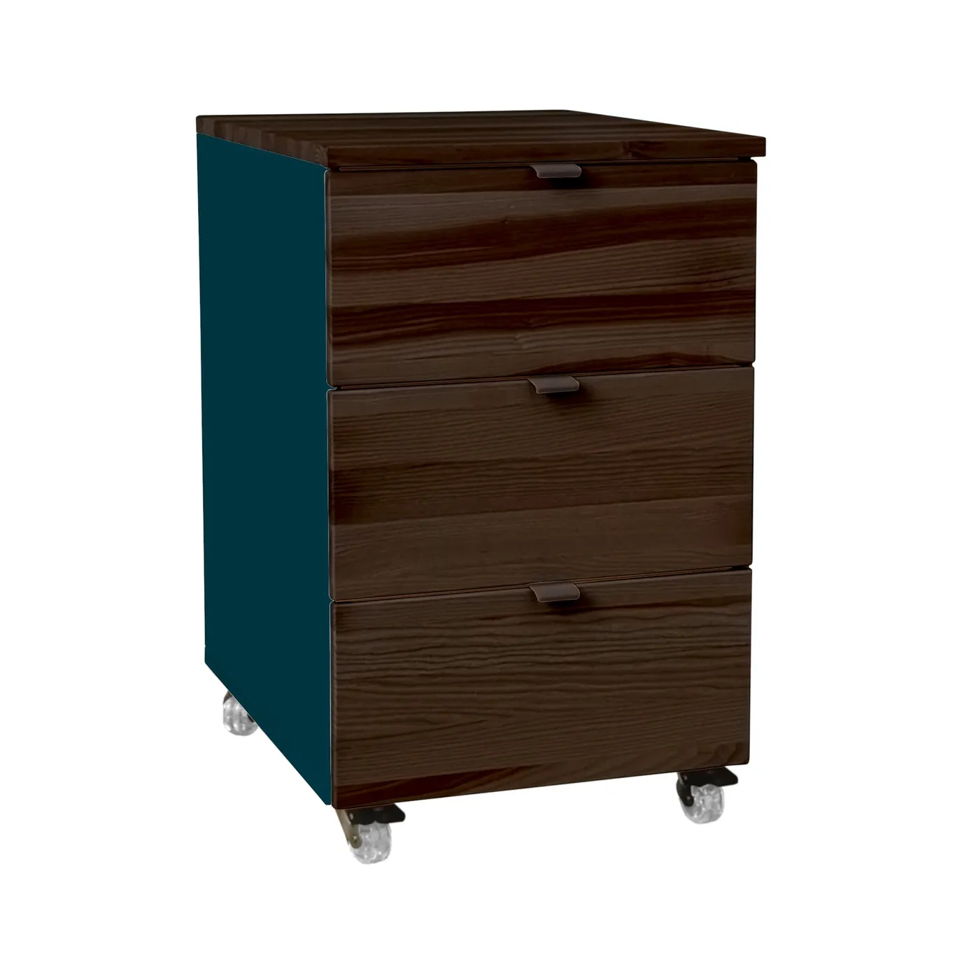 Kontenerek Biurowy LUKA z Kółkami 41x50cm Orzech Petrol Blue