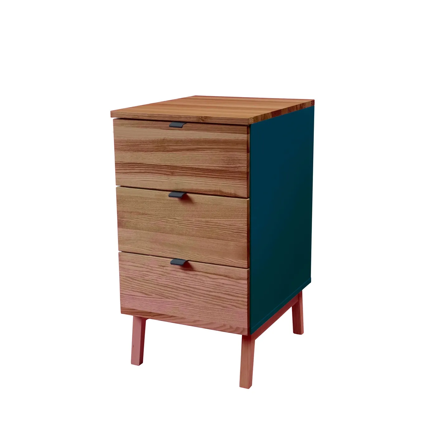 Kontenerek Biurowy LUKA 41x50cm Blat Dąb Petrol Blue Bok