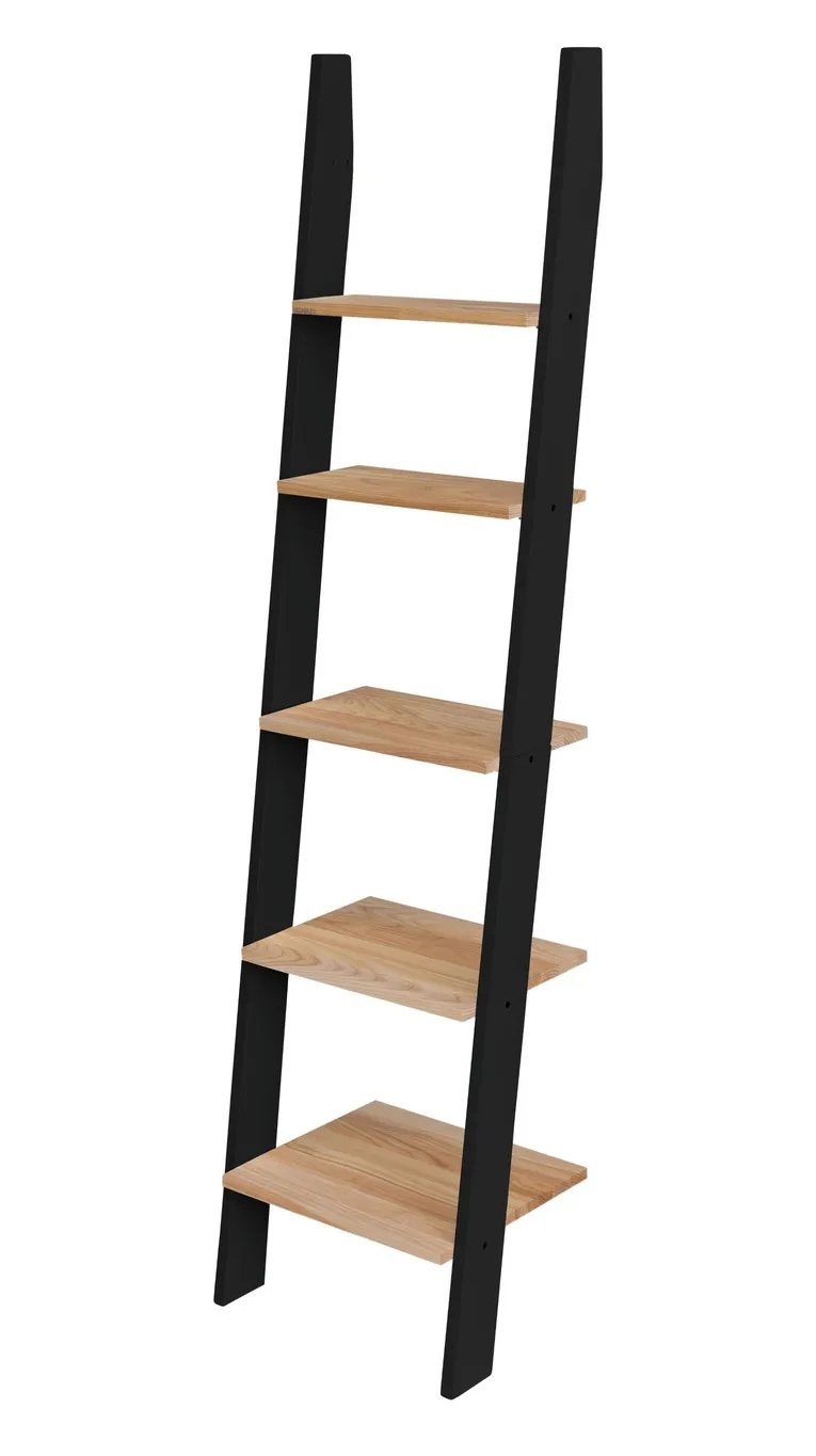 Regał Drabinka ASHME 45x35x180cm - Jesionowe Półki / Czarne