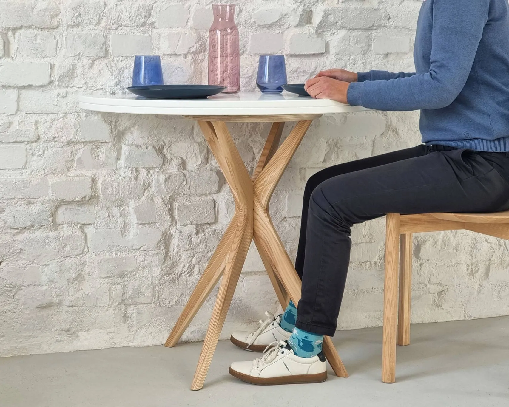 Półokrągły Rozkładany Stół JUBI śr. 90cm Ulotny Miętowy