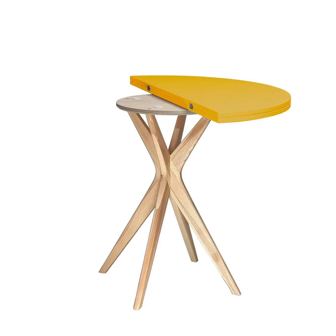 Półokrągły Rozkładany Stół JUBI śr. 100cm Żółty (Ciemna Cytryna)