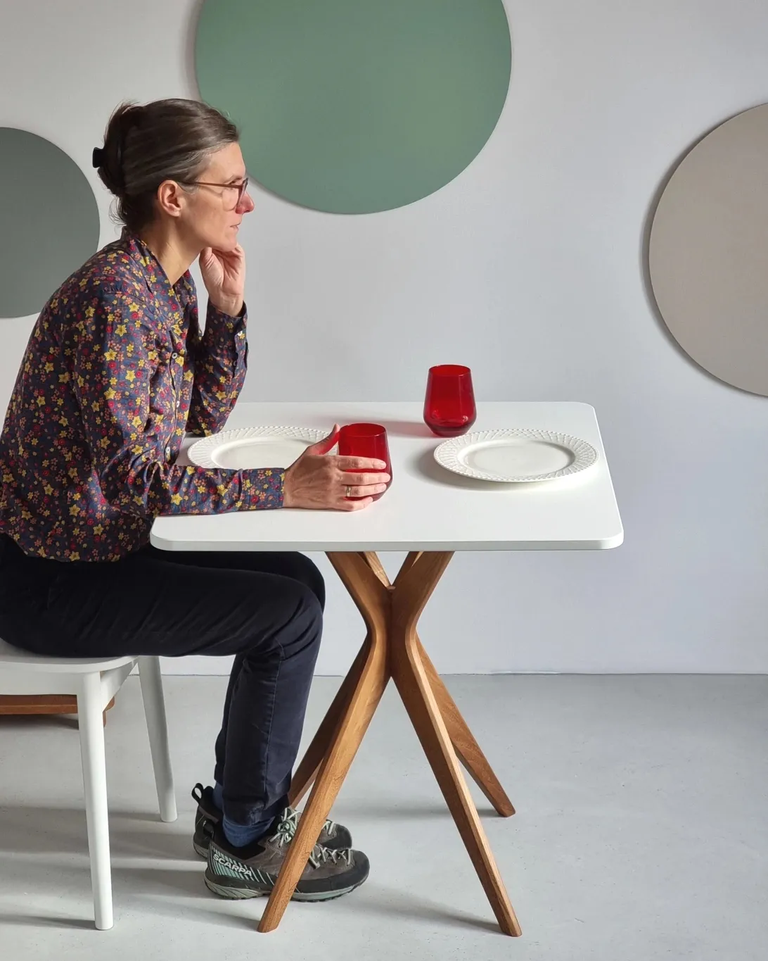 Kwadratowy stół jadalniany JUBI 70cm* 70cm Biały Jesion