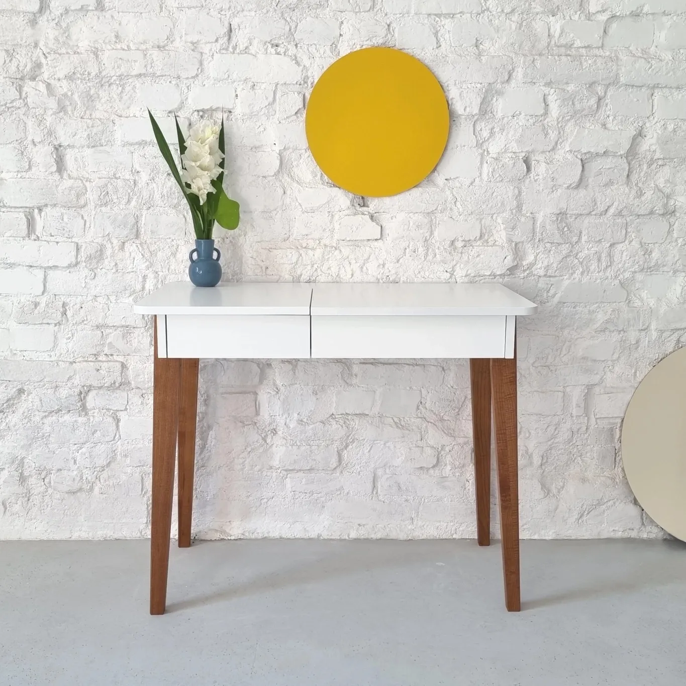 Biurko Toaletka MeWise z Lusterkiem 90x48cm Dąb Kawa z Mlekiem